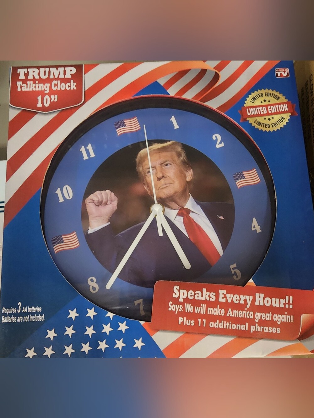 Limited Edition Blue Trump Talking Wall Clock - 10"